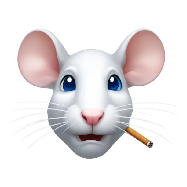 white rat with blue and red eyes, cigarette in mouth sticker