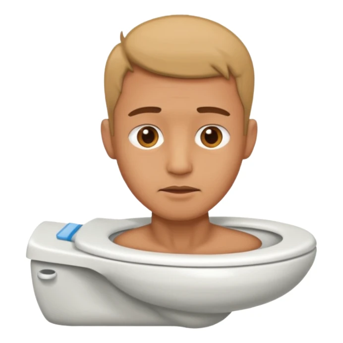 Man Head in toilet with neck sticker