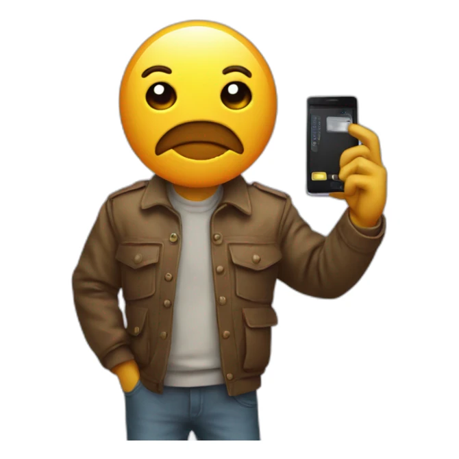 Kolobok with a cell phone in his hand sticker