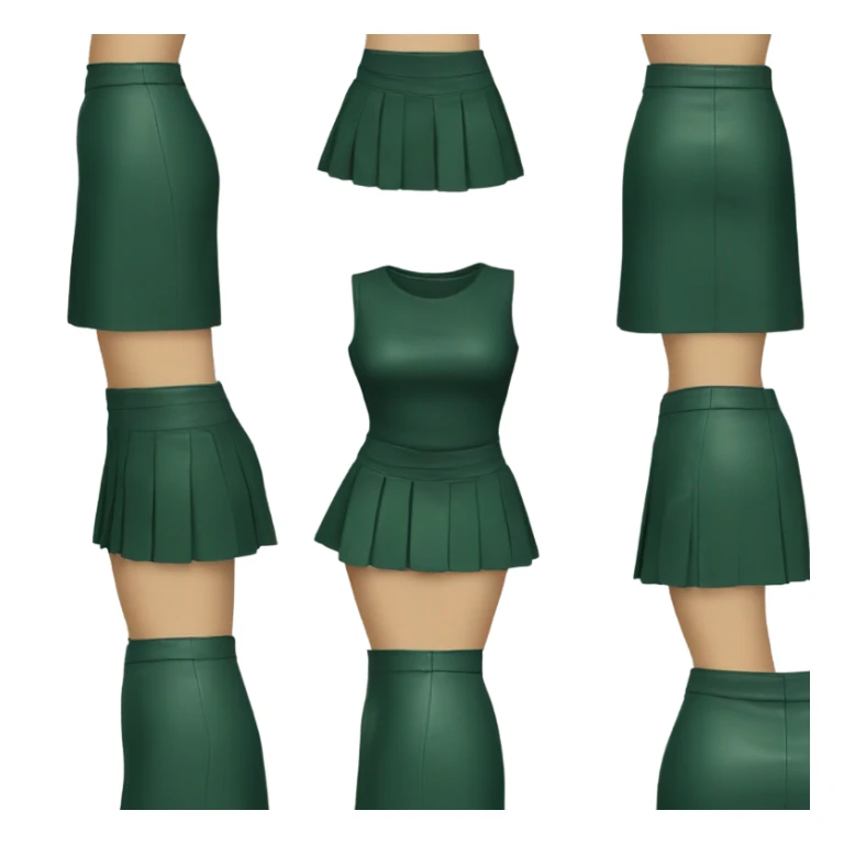 Dark Green leather mini skirt isolated sticker