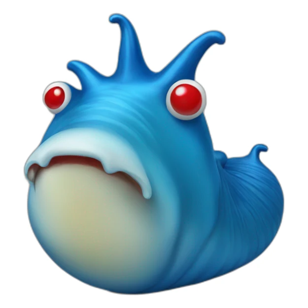big blue slug - a sucker with a red nose sticker