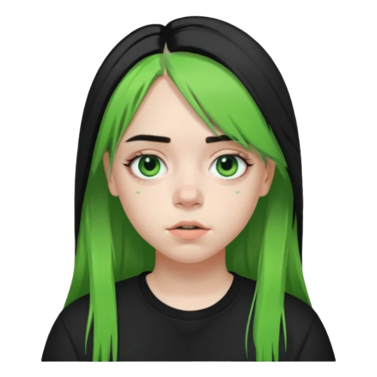 billie eilish half green half black hair sticker