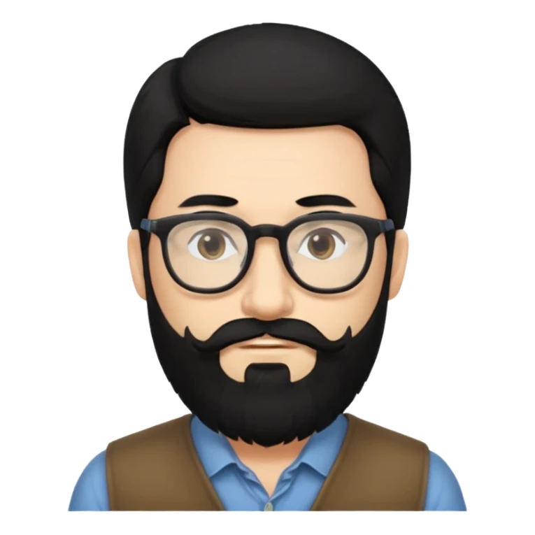 hombre con cabello negro largo barba y lentes sticker