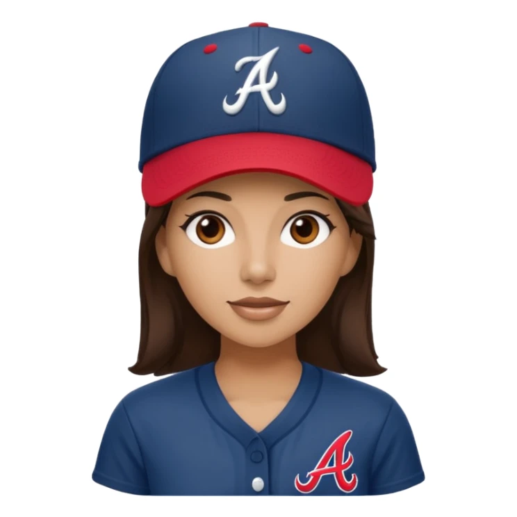 Brunette woman with Atlanta braves hat on sticker