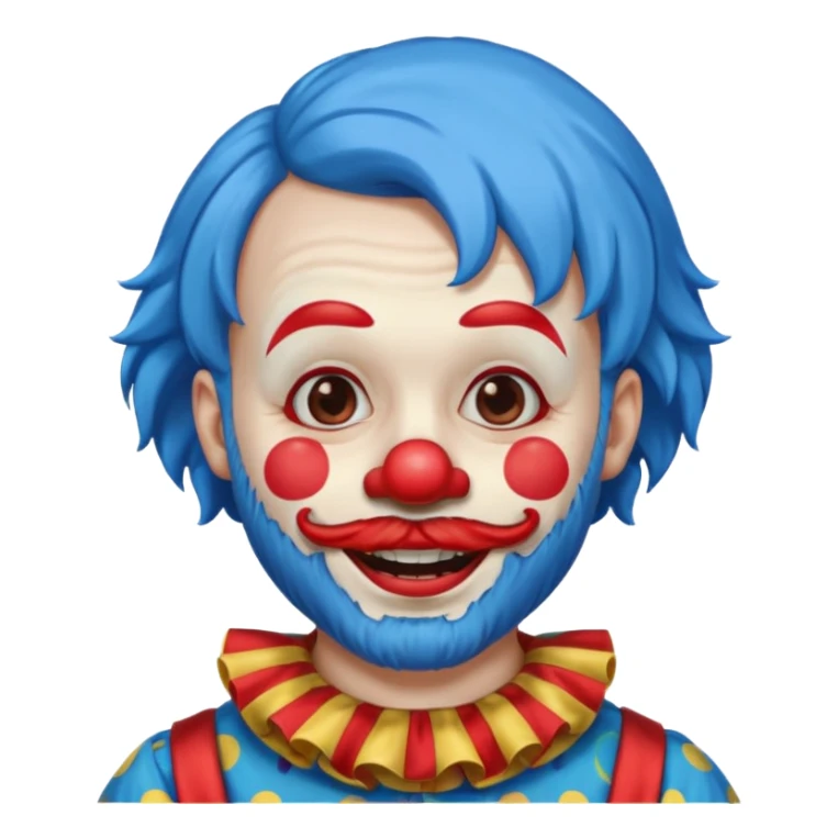 clown with beard, clown outfit, blue hair sticker