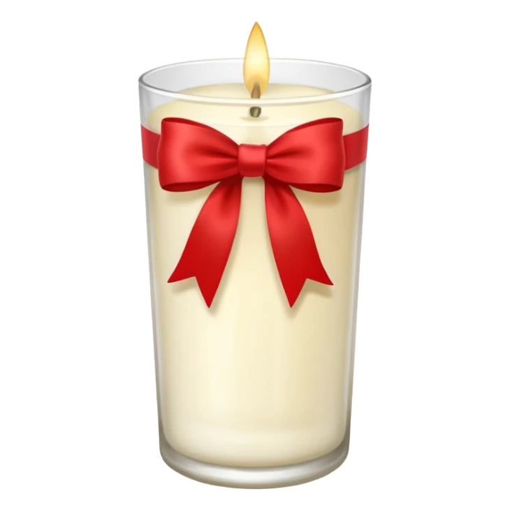 Soft vanilla long glass candle, with little red bow sticker