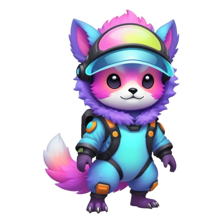 Epic Edgy Cute Colorful Vibrant Pastel Nebula Modern Vernid-Protogen-creature-animal, full body sticker