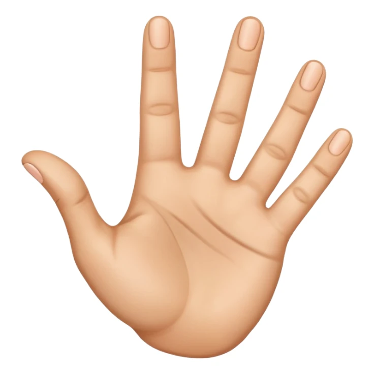 hand emoji, palm out, thumb bent in, four fingers extended, number 4 sticker