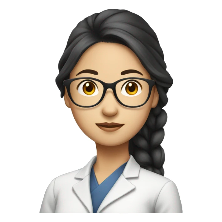 asian women with  pony tail and glasses  and look professor sticker