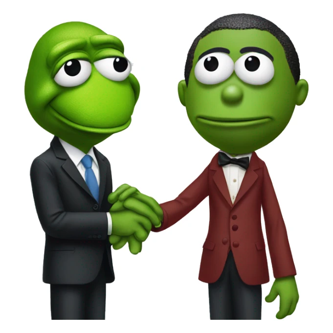 Obama and Kermit the frog holding hands sticker
