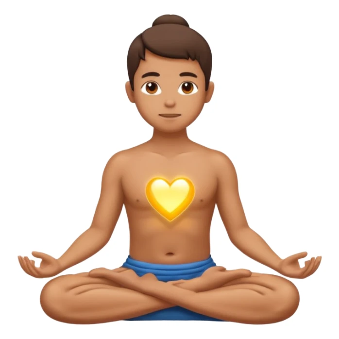 Person is meditating and his heart is glowing and shining sticker