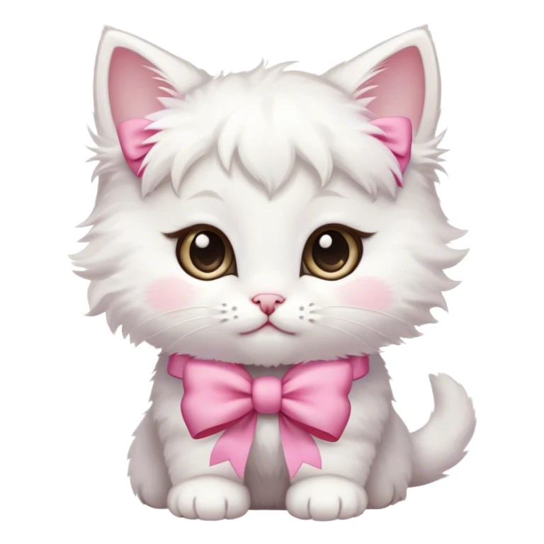 a little white kitten with a pink bow, says I love Tima. sticker