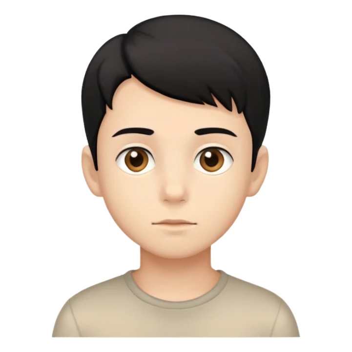 Beige tan young boy with black hair and light brown eyes sticker