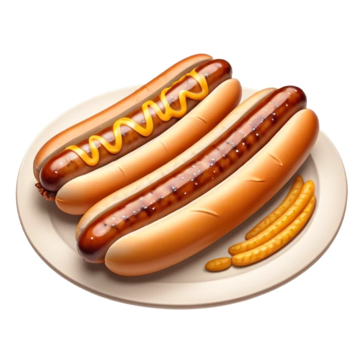 Cinematic Realistic Bratwurst Dish Emoji, showcasing a succulent, grilled sausage with a crispy exterior rendered with lifelike detail and warm, dynamic lighting. sticker