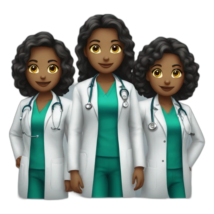 Group of nine girls doctors sticker