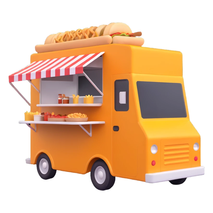 generate me a 3D shaorma food truck sticker