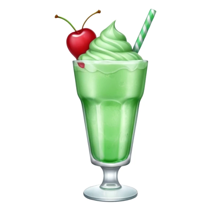 ice cream light green soda on a glass with ice cherry on top sticker