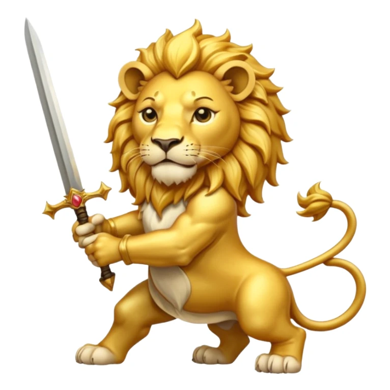    Please create a golden lion holding a curved sword with the half sun on top of the lion’s back? sticker