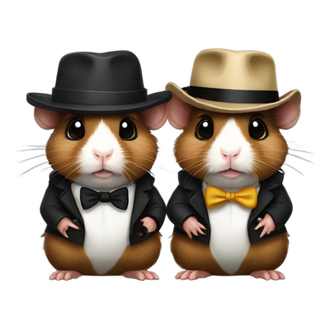 2 guinea pigs dressed as gangsters  sticker
