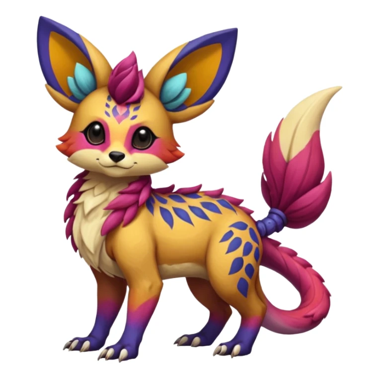 Rare realistic exotic cute epic pretty beautiful handsome gorgeous aesthetic colorful vibrant Vernid-Protogen-Primagen-Wickerbeast-species-Fakemon-creature by LiLaiRa, random markings, tufted ears, full body sticker