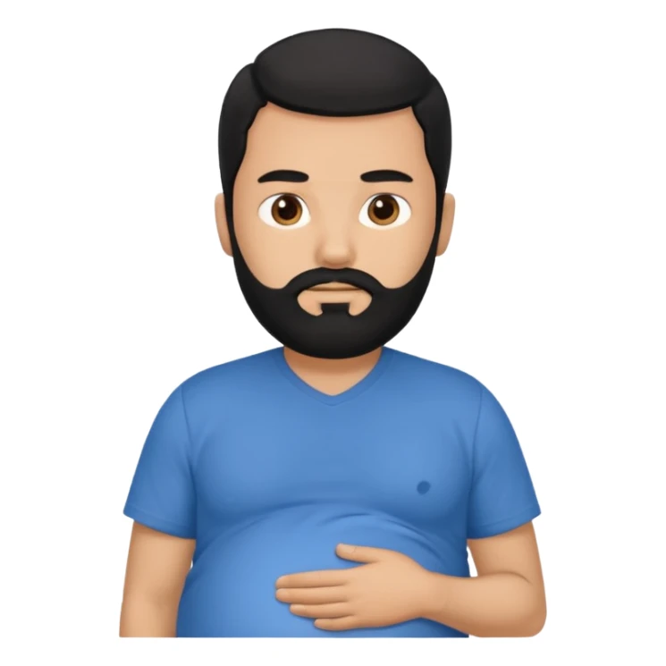 pregnant man with black beard and hair sticker