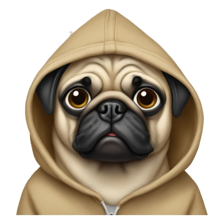 Pug wearing hoodie sticker