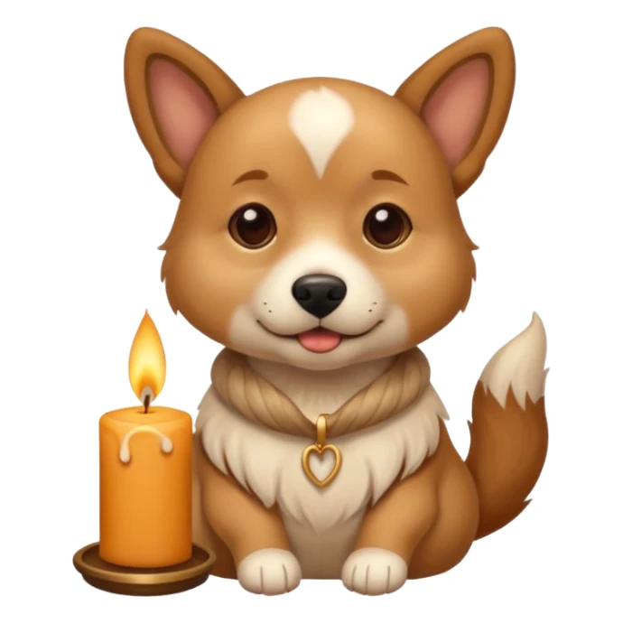 dog holding an aromatic candle in hand with a light background sticker