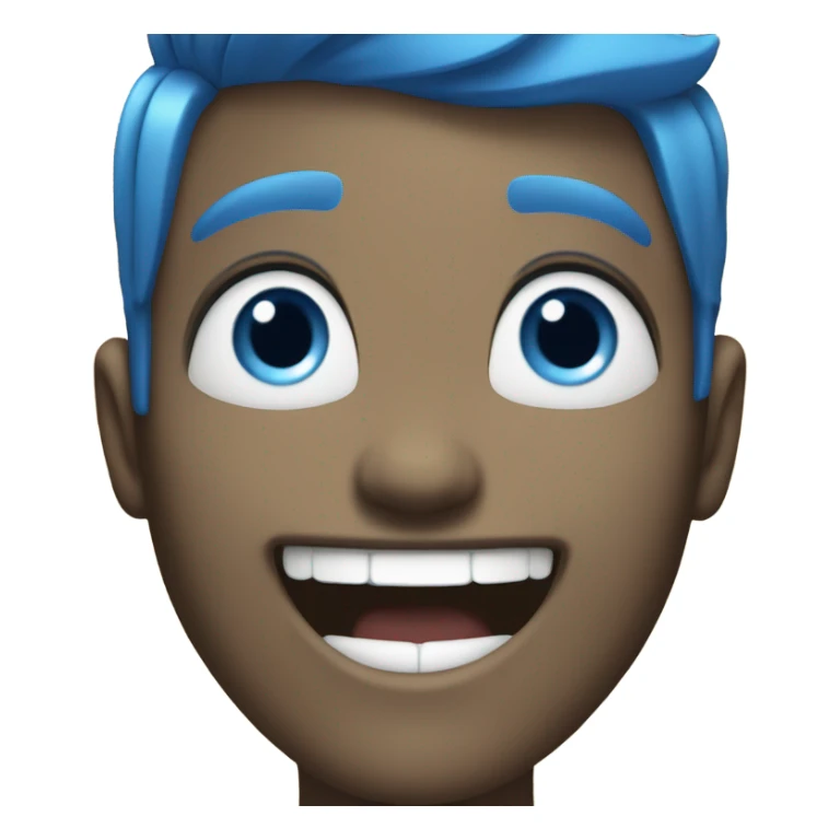 joy emoji face with short blue hair quiff sticker