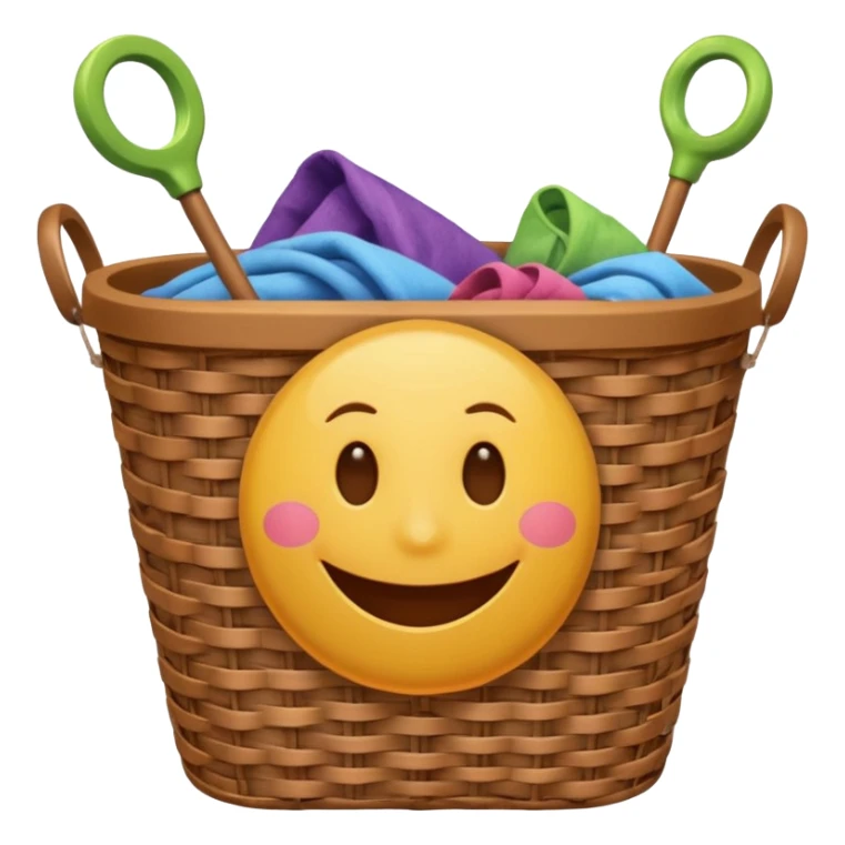 Laundry basket with magic wand and eyes and a mouth sticker