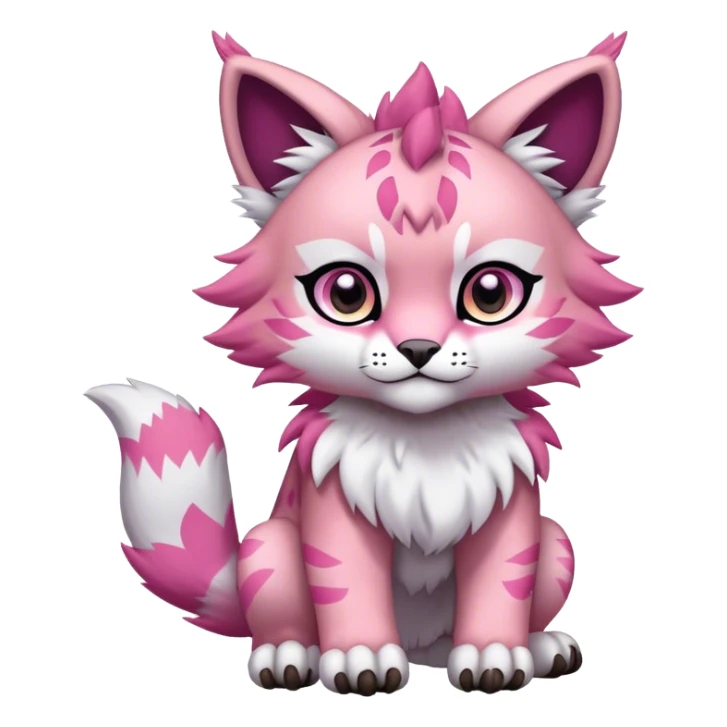 A pink lynx-fakemon-Digimon-creature-hybrid sticker