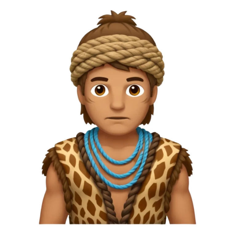 Ancient  man with animal skin clothes with ropes sticker