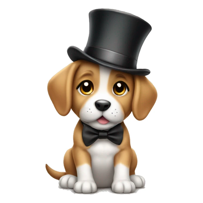 Cute puppy with tophat says thank you sticker