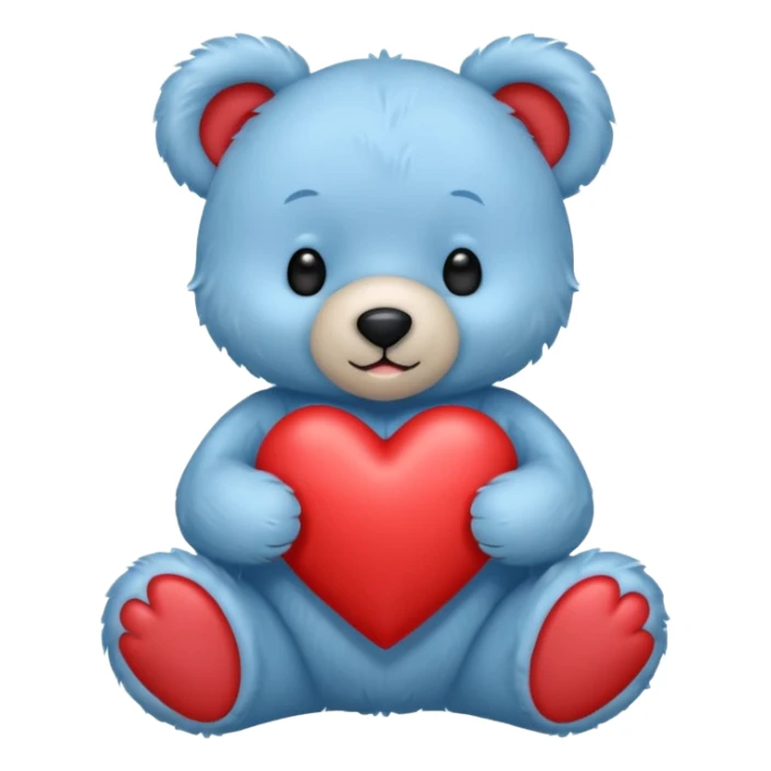 blue pastel teddy bear hold red heart sticker