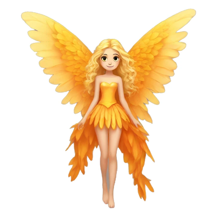 big wings, marigold, Beautiful, fairy, gold, orange, long hair sticker