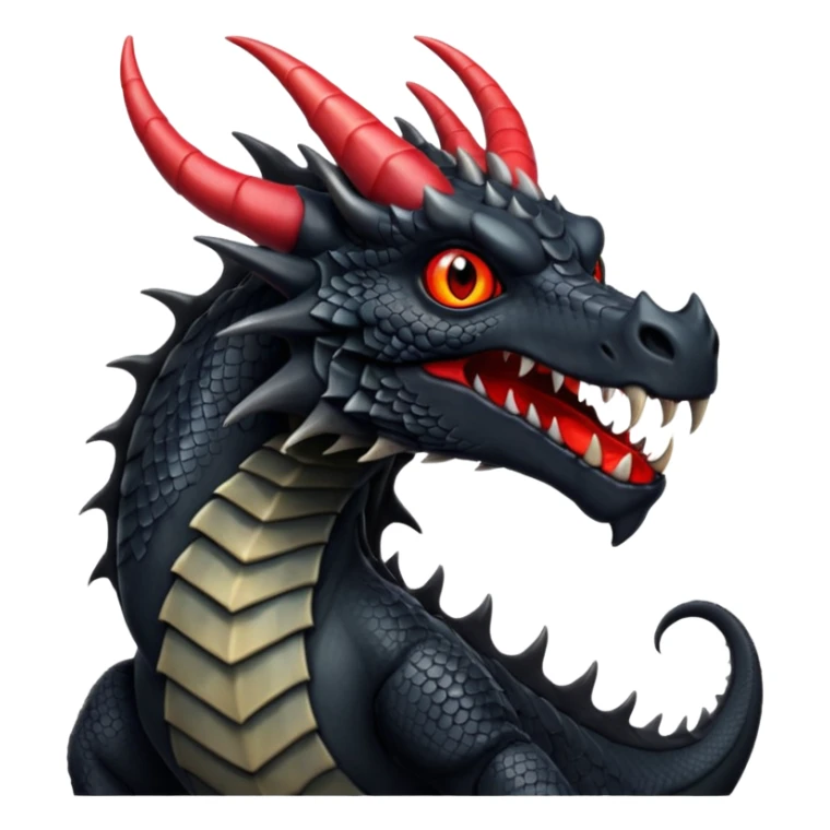 A black dragon with red eyes and great black horns. sticker