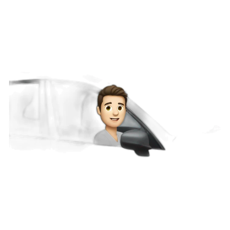 Brunette male driving a Hyundai white car  sticker