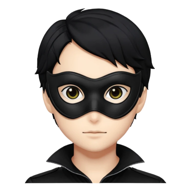 Akira persona 5 in a sleek black mask, playful eyes showing sticker
