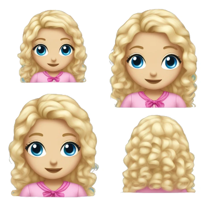 blond blue eyed girl with long curly eyelashes wearing pink bow pjs sticker