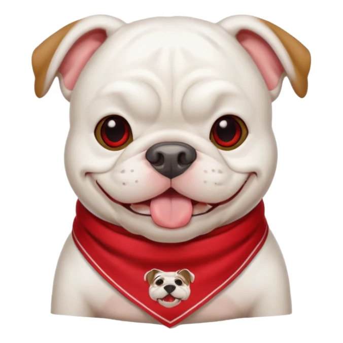 uga white bulldog emoji wearing red bandana smiling sticker