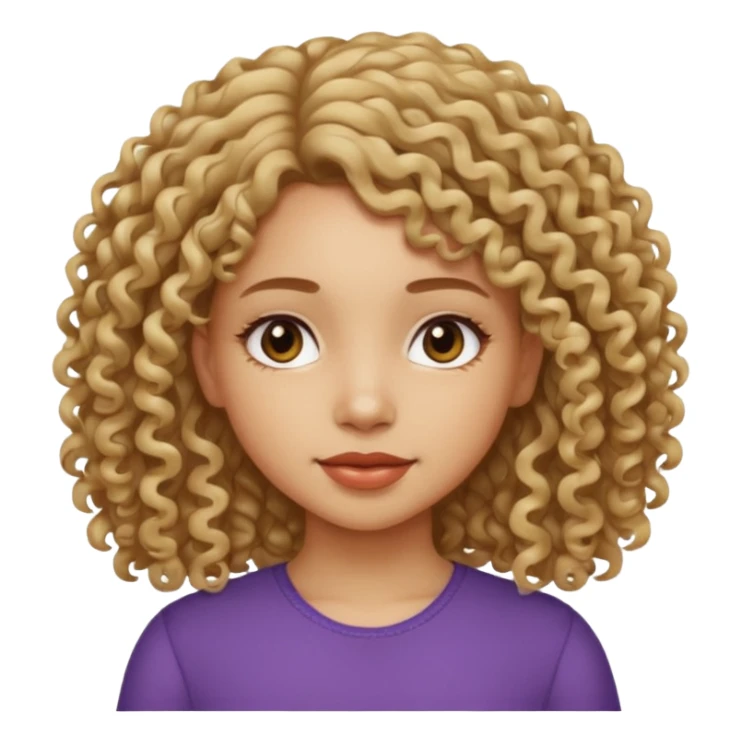 A girl with medium-length, curly hair without volume.  sticker