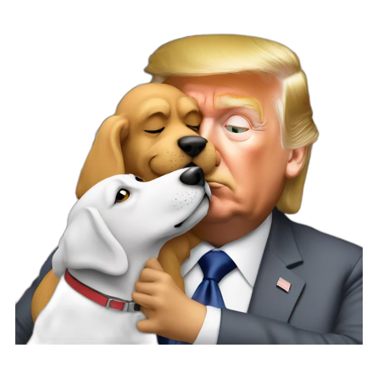 trump kissing a dog sticker