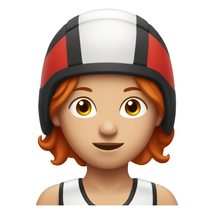 red head woman wearing wrestling helmet  sticker