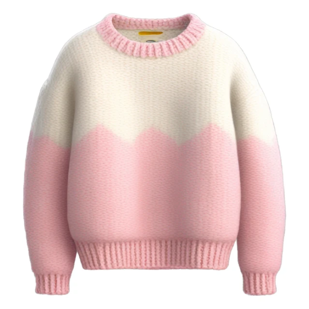 Pink and White cropped oversize wool sweater, isolated sticker
