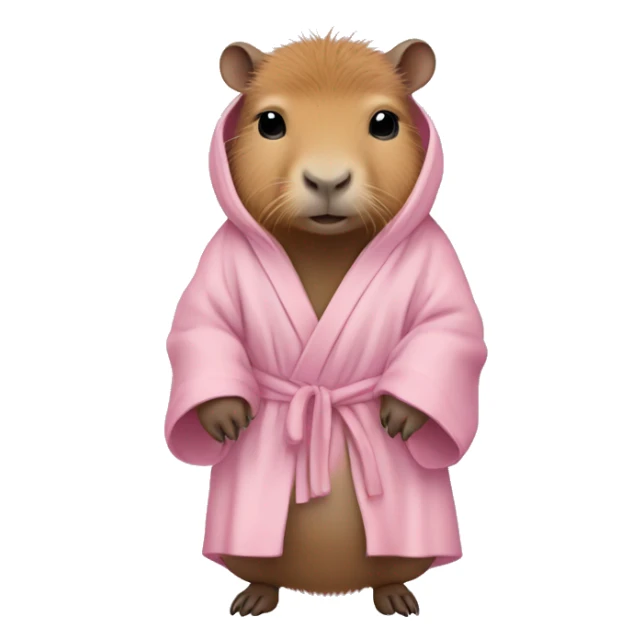 baby capybara in light pink robe full body sticker