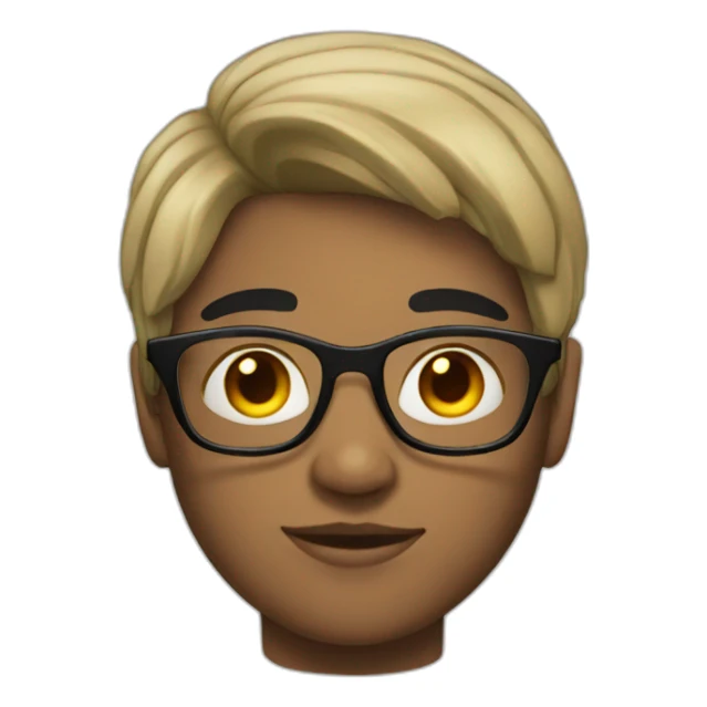 Young teen with black hair and glass sticker