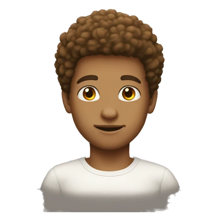 afro round hair white shirt tan boy geek it  sticker