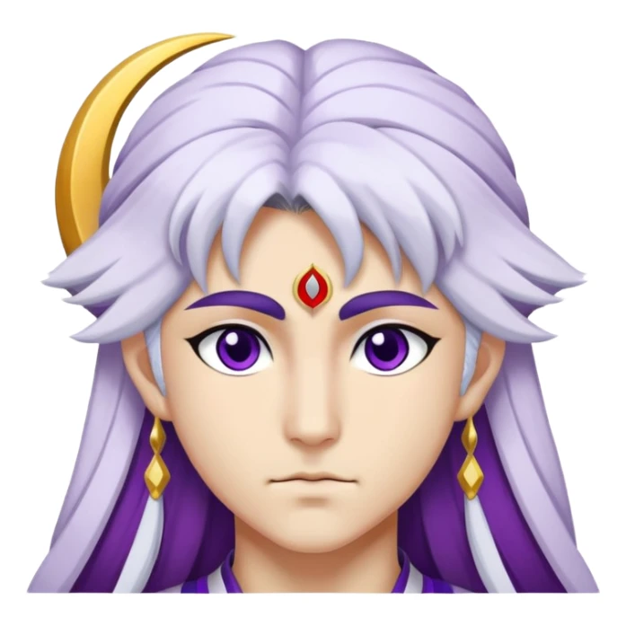Sesshomaru with crescent moon on forehead purple stripes on cheeks sticker