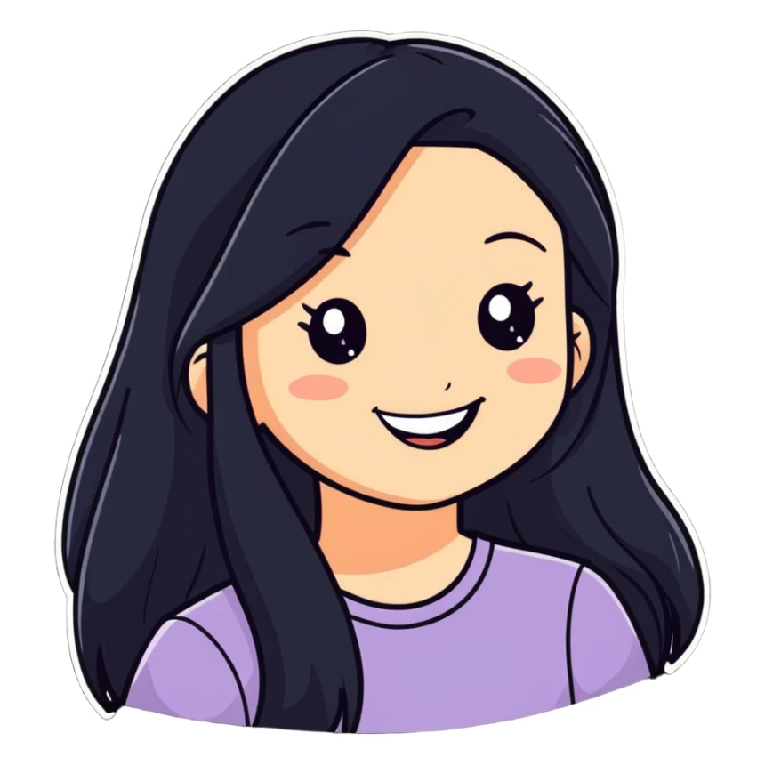 smiling girl with black hair sticker