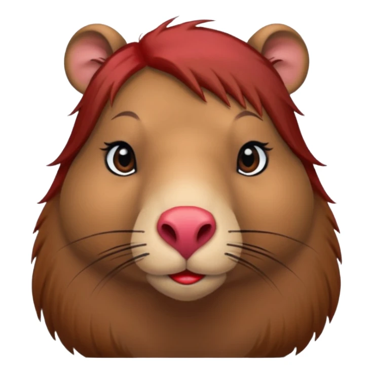capybara with faka eye lashes and make up on - bright lipstick and eye make up - long brown hair

 sticker