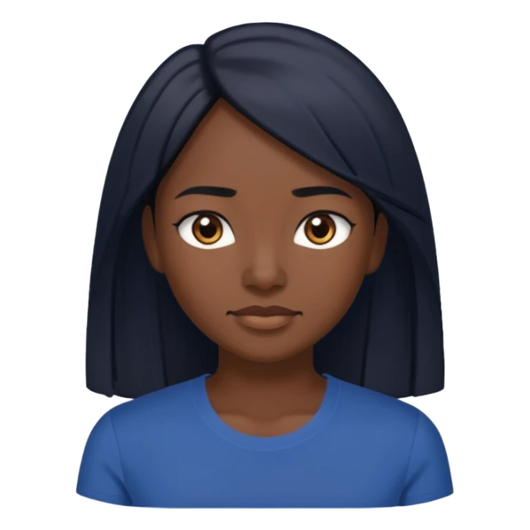 Una donna con una maglietta a mezze maniche blu scuro,capelli lisci  e lunghi e mori occhi marroni sticker